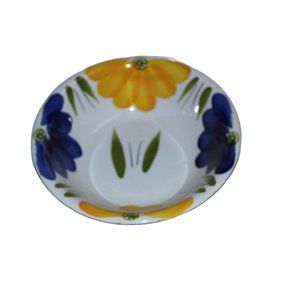 Vintage Maxam Hand Painted Bowl - Made in Italy - Floral Yellow and Blue Accents